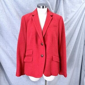 Talbots Petites Red Wool Blend Blazer Jacket Crest Buttons 16P Tailored